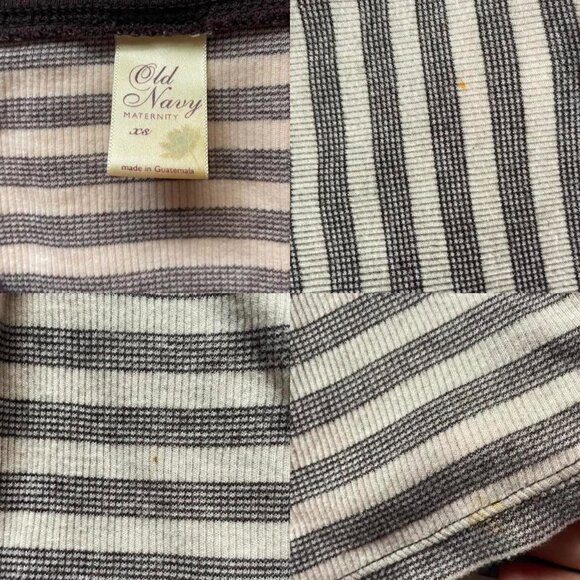 2000s Brown and Cream Striped Henley Top - Picture 6 of 6